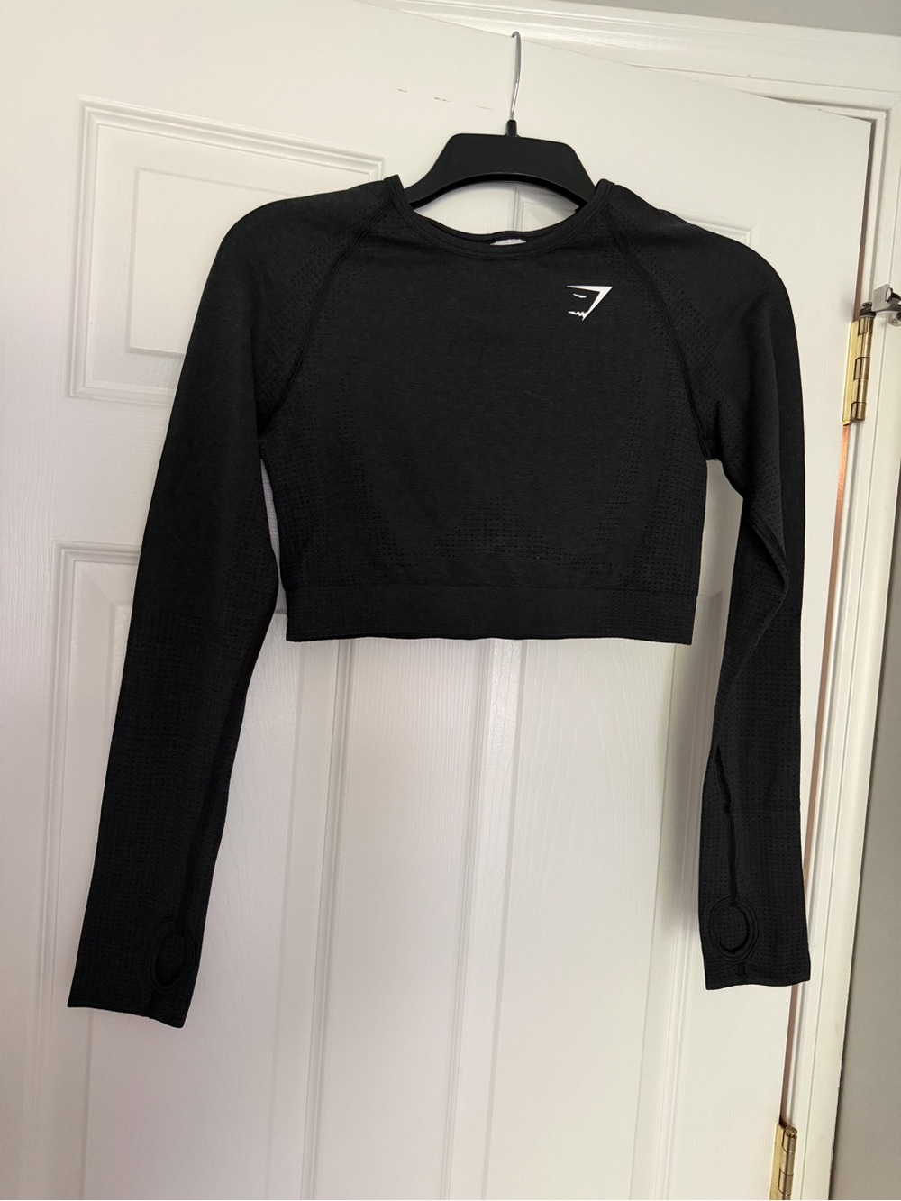 Gymshark Grey Cropped Long-Sleeve Workout Top